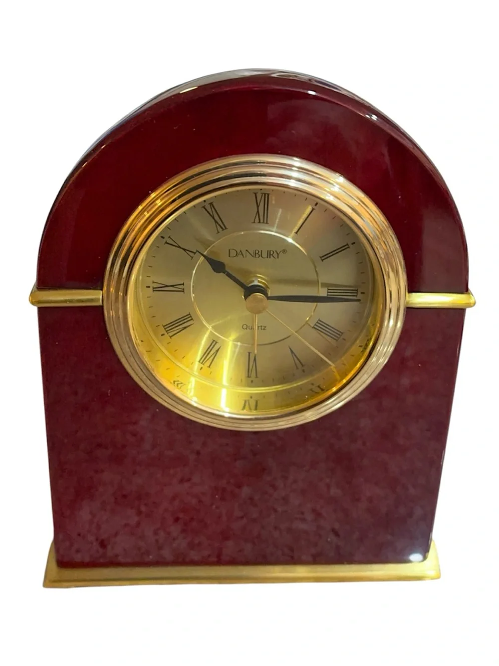 Danbury Mahogany & Brass Arch Quartz Clock | Things Remembered |New in Box